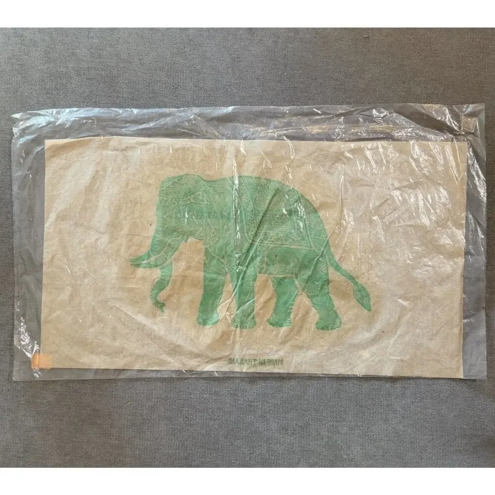 Island Imports Vintage Thai Elephant Temple Rubbing Art Print Sealed 21x12